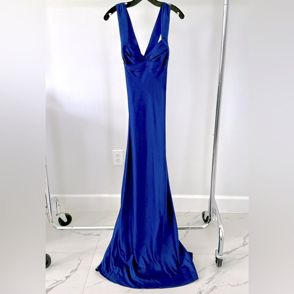 Royal Blue Full-Length Satin Dress